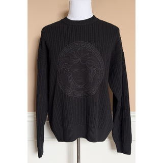 Versace Medusa Embroidered Knit Sweater Black 60 US (70 Eu) 1018402 IT NWT $1620