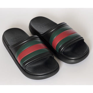 Gucci Men’s Rubber Black/Green/Red Sandals 10.5 US (10 Gucci) Italy 780286 NIB