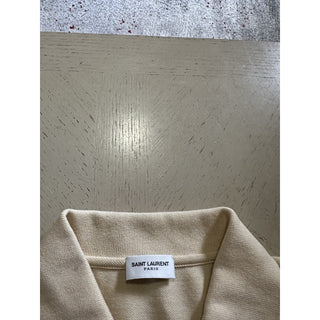 NWT Saint Laurent Men Short Sleeve YSL Print Polo Shirt light Yellow Size L