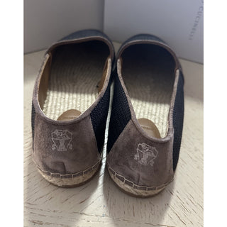 NIB Brunello Cucinelli Men Raffia Espadrille Loafers Shoes Black 12 US/45 EU