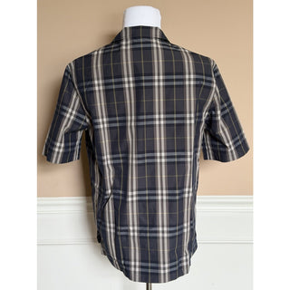 Burberry Elio Check Short Sleeve Shirt Indigo IP Check Men 2XL 8121624 NWT $680