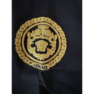 Versace Black Embroidered Piquet Cotton Polo Shirt 2XL 1013906 Made in Italy NWT