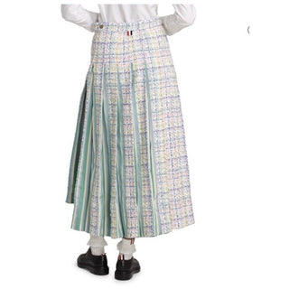 New $3200 Thom Brown Seasonal Pleated Tweed Midi Skirt White/Multi 38/4