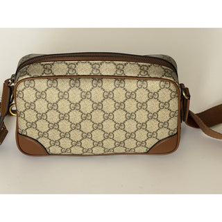 Gucci GG Emblem Small Camera Bag Beige Brown Crossbody 821216 FAED3 NWT