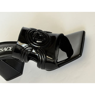 Versace Medusa Patent Leather Mule Sandals Black 11 US (41 Eu) Spain 1018232 NIB
