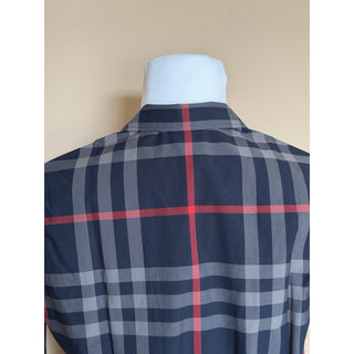 Burberry Elio Check Short Sleeve Shirt Navy/Grey IP Check Men L 8121727 NWT $640