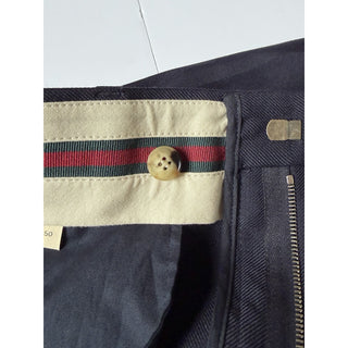 Gucci Wool Twill Pleated Trousers Dark Navy Men 34 US (IT 50) 770255 NWT $1150