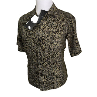 NWT $890 Saint Laurent Men Hawaii SL Print black leopard pattern Shirt Size L