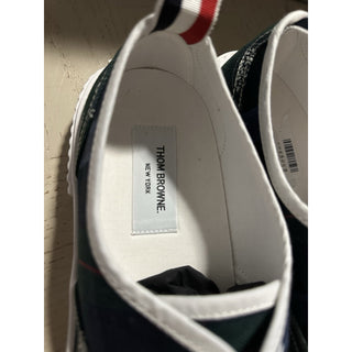 NIB Thom Browne Men Plaid Paisley Canvas Sneakers Blue/Green 11 US/44 EU