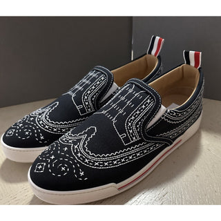 NIB Thom Browne Men Print Low Top Slip On Sneakers Black 9 US/42 EU