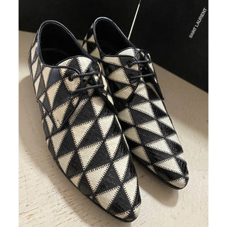 NIB $1795 Saint Laurent Women Python Leather Shoes Black/Ivory 8 US ( 38 Eu )
