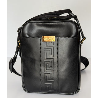 Versace Greek Key Avenue Black Vertical Crossbody Leather Bag 1020736 NWT $1350