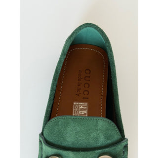 Gucci Mens Suede Horsebit Driver Loafers Shoes Green 7.5 US (7 Gucci) 765859 NIB