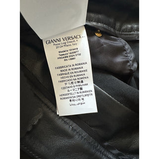 Versace Women's Black Leather/Fabric Pants 6 US (40 Euro) 1014419 NWT $2100