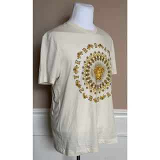 Versace Medusa Print with Studs Ivory Cotton Jersey T-Shirt 5XL 1011861 NWT $925