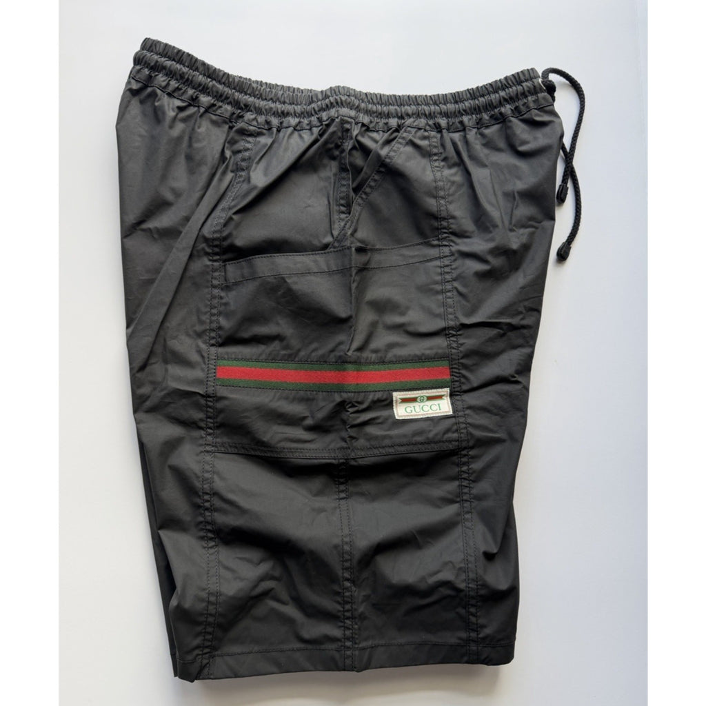 Gucci Men’s Bermuda Shorts Black Web Stripe Logo Patch 34 US (IT 50) 604172 NWT