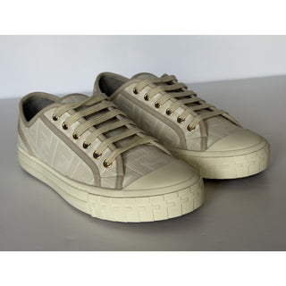 Fendi Domino FF Jacquard Sneakers Ivory Taupe 8 US (7 Fendi) IT 7E1553 NIB $770