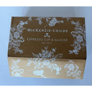 MacKenzie-Childs Sterling Check Espresso Cup & Saucer, Set Of 2 NIB