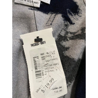 New $1800 Thom Browne Forest Scenery Intarsia Cashmere Cardigan Navy 40/4