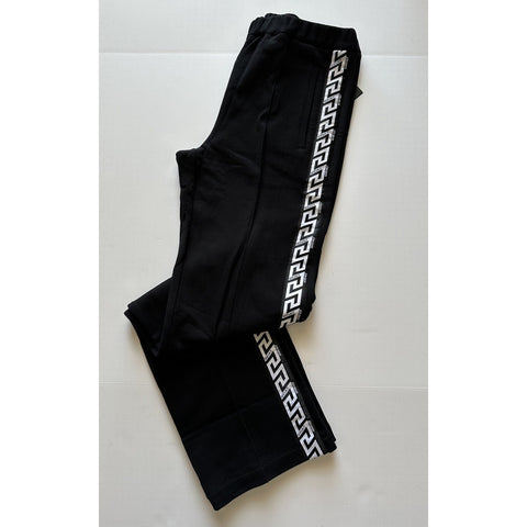 Versace Women's Black Greca Print Jogger Pants Size 8 US (42) 1008416 NWT $790