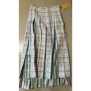 New $3200 Thom Brown Seasonal Pleated Tweed Midi Skirt White/Multi 38/4