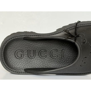 Gucci GG Monogram Rubber Platform Mule Slides Black 8 US (38 Euro) 663577 NWT