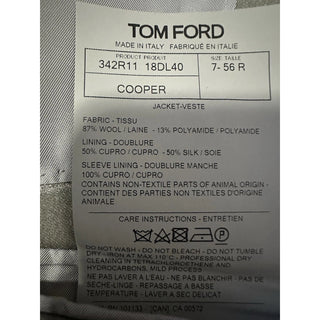 NWT $6190 TOM FORD Men Cooper Suit Silver Lurex/Gray 46 US/56 Eu