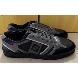 NIB $830 Fendi Men Mixed-Media Low-Top Sneakers Black/Gray 8 US/7 Fendi Italy