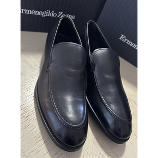 ZEGNA Leather Loafers Shoes Black 9.5 US/42.5 Eu New $840