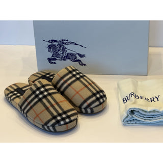Burberry Check Wool Blend Slippers Beige Men 11 US (44 Eu) IT 8123284 NIB $525