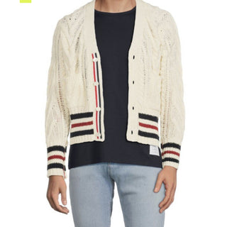 NWT Thom Browne Men Open Knit Wool Blend Cardigan Sweater White M ( 2 ) Ireland