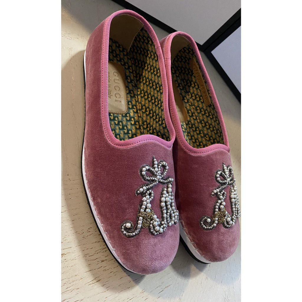 NIB $980 Gucci Mens Velvet Loafers Shoes Pink 7.5 US / 6.5 UK Italy