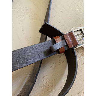 New $550 Givenchy Mens 4-G Engraved Long Genuine Leather Belt Brown 38/95 Italy