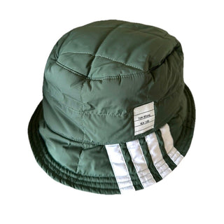 Thom Browne Four-Bar Quilted Bucket Hat Green Size L New $690