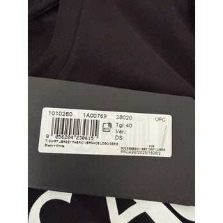 Versace Women's White Logo Jersey Black T-Shirt 4 (40 Euro) 1010260 NWT $750