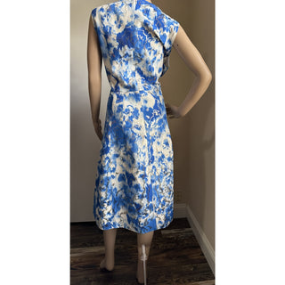 New $2790 Carolina Herrera Dress Blue/Silver 14 US