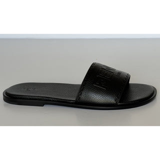 Fendi Roma Logo Leather Slide Sandals Black 12 US (11 Fendi) IT 7X1753 NIB $770