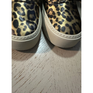 NIB Saint Laurent Men Leather Leopard Pr. Sneakers Black/Gold 8 US/41 E 689072