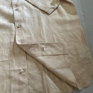 ZEGNA Men Linen Short Sleeve Shirt LT Beige Size XXL New $780 Italy