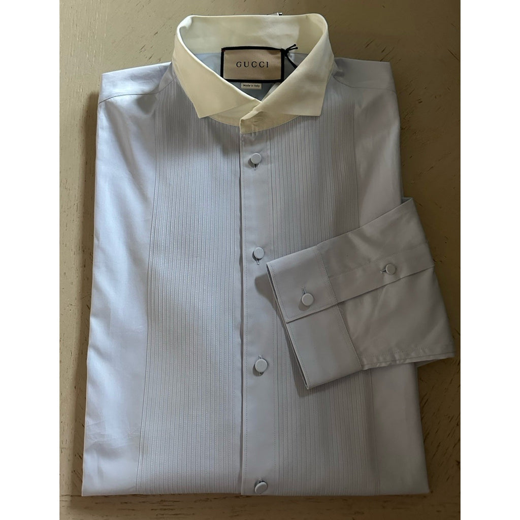 Gucci Men’s Tuxedo Dress Shirt Baby Blue 43/17 New $880