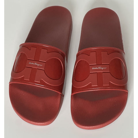 NIB Salvatore Ferragamo Groove Men's Rubber Slide Sandals Red 13 US 0751899 IT