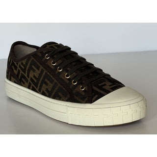 Fendi Domino FF Jacquard Sneakers Brown Men 12 US (11 Fendi) IT 7E1553 NIB $770