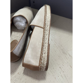 NIB $1050 Brunello Cucinelli Men Suede Espadrille Loafers Shoes Ivory 44 US/11 E