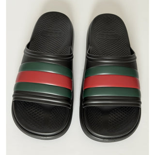 Gucci Men’s Rubber Black/Green/Red Sandals 10.5 US (10 Gucci) Italy 780286 NIB