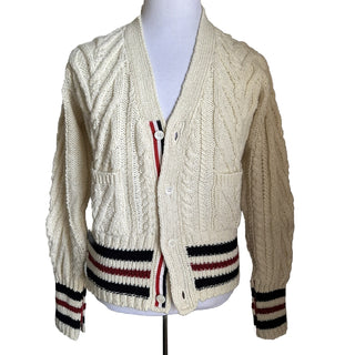 NWT Thom Browne Men Open Knit Wool Blend Cardigan Sweater White M ( 2 ) Ireland