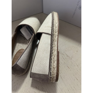 NIB Brunello Cucinelli Men Raffia Espadrille Loafers Shoes Off White 9 US/42 EU