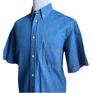 Gucci Men Eco WSH Org Denim Button Down Shirt Blue 48 Eu/M New $1650