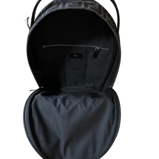 New $2100 Fendi Canvas/Leather FF Logo One-Shoulder Backpack Black/Brown 7VZ065