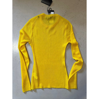 New $895 Dolce&Gabbana Capri Ribbed Long-Sleeve Top BRIGHT YELLOW 42/8