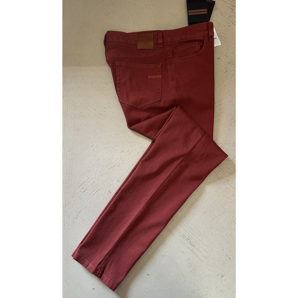 ZEGNA Denim Slim Fit Pants Jeans Red Size 35 New